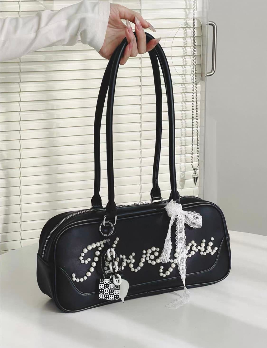 진주 I Love You 블랙 숄더백 상품이미지1