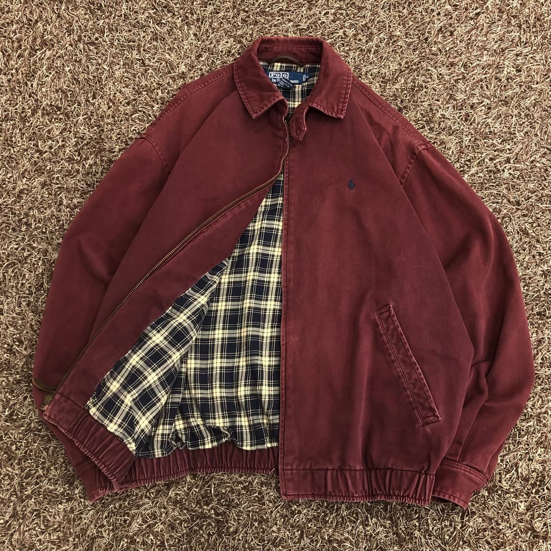 폴로 랄프로렌 버건디 해링턴 스윙톱 체크 라이닝 블루종 자켓 상품이미지3