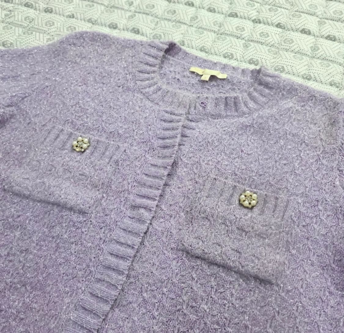 마쥬 보석 단추 가디건 퍼플 ~55 상품이미지5