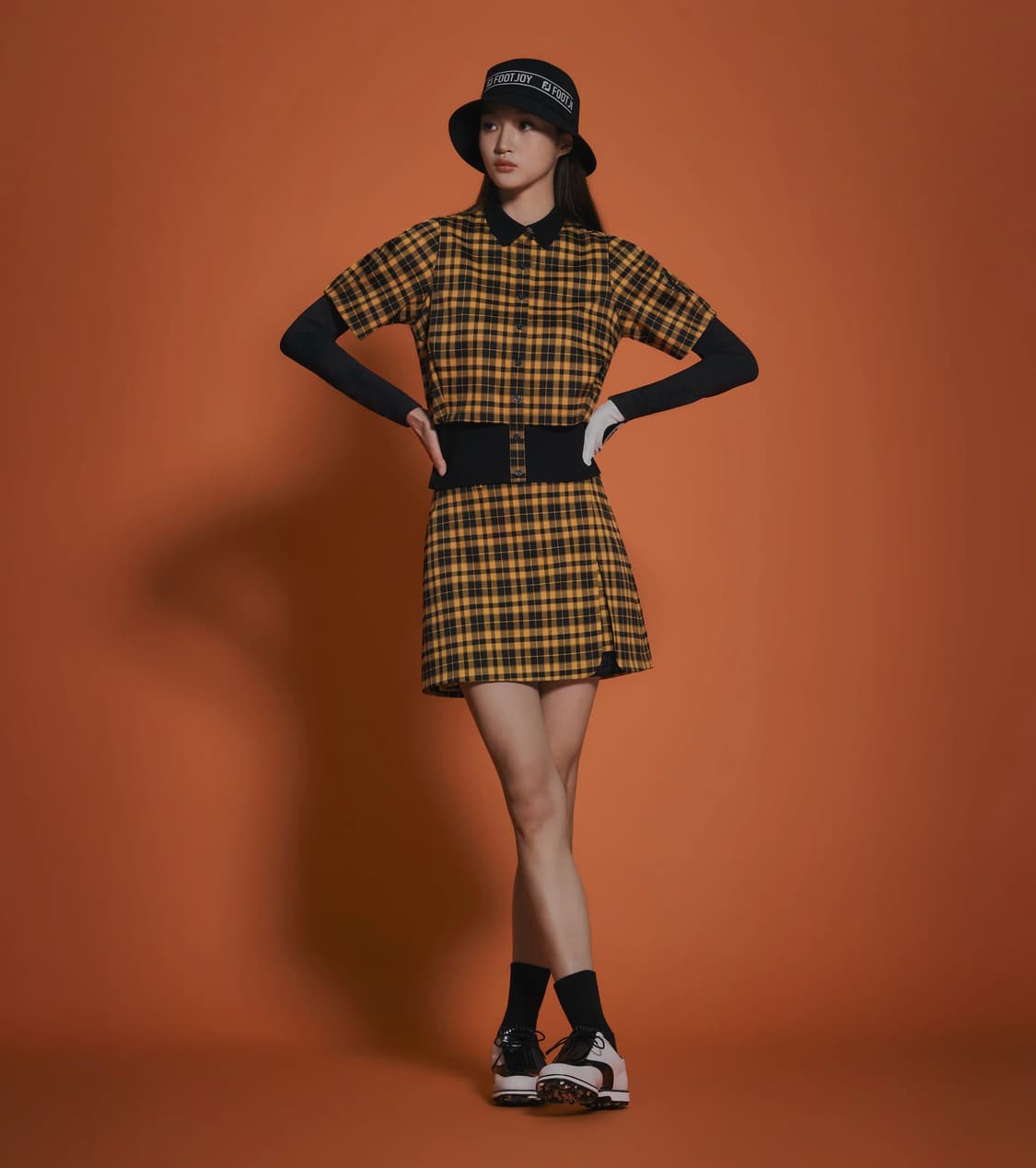 FJ 골프웨어 옐로우 체크 셔츠 자켓/스커트 세트 상품이미지8