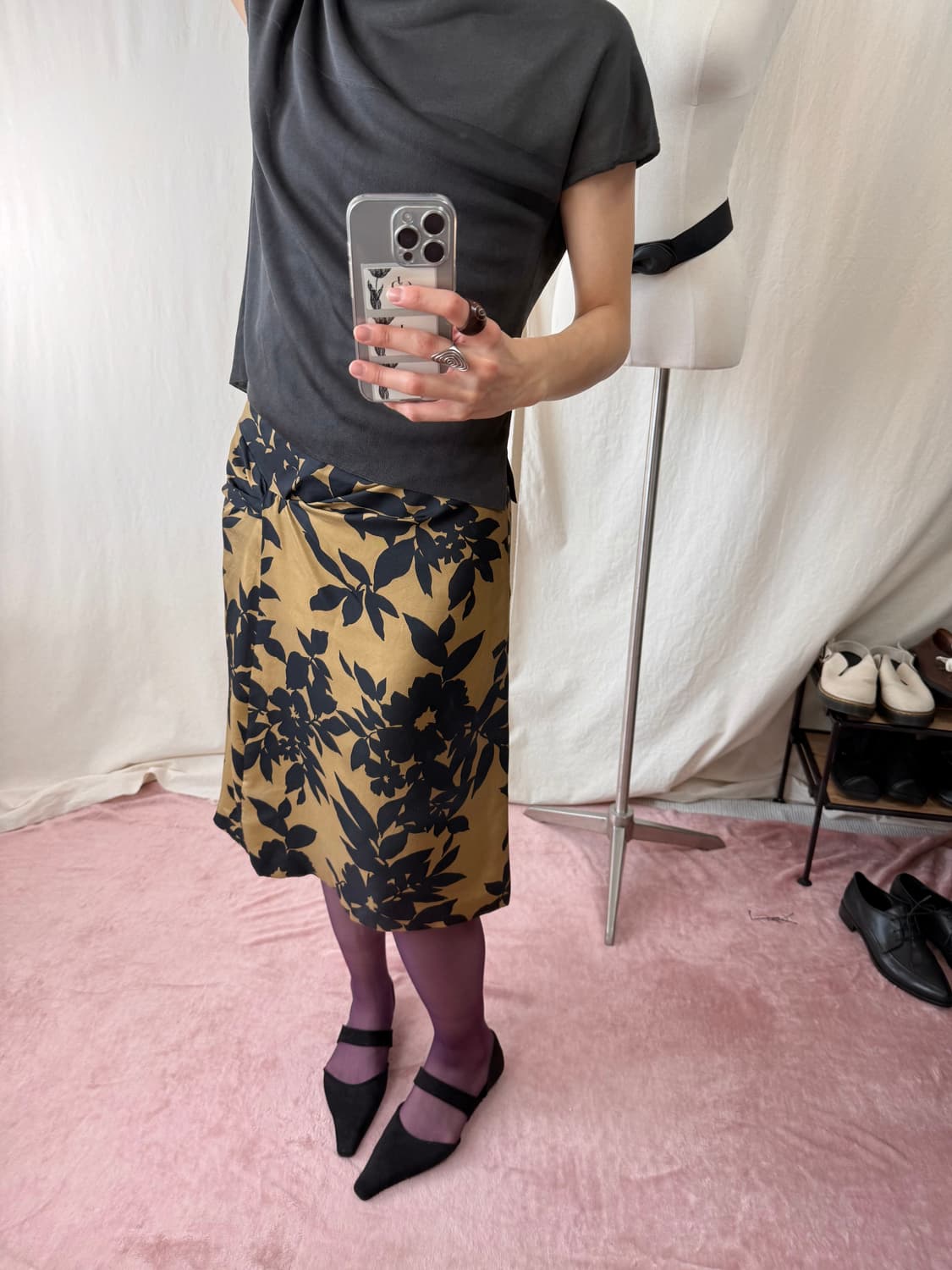 Ballsey 플라워 실크 스커트 상품이미지3