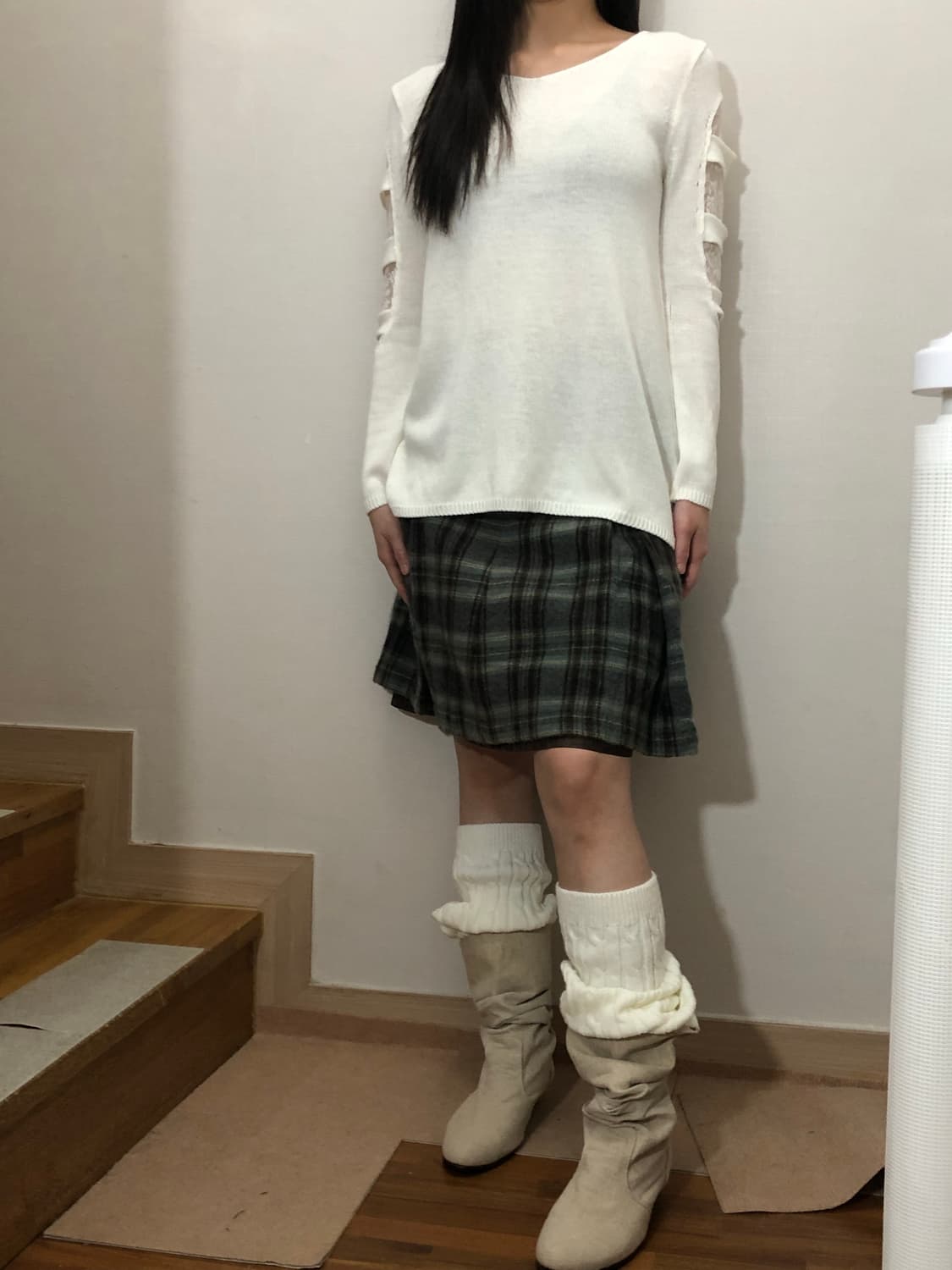 빈티지 화이트 플로럴 레이스 컷아웃 니트 상품이미지5