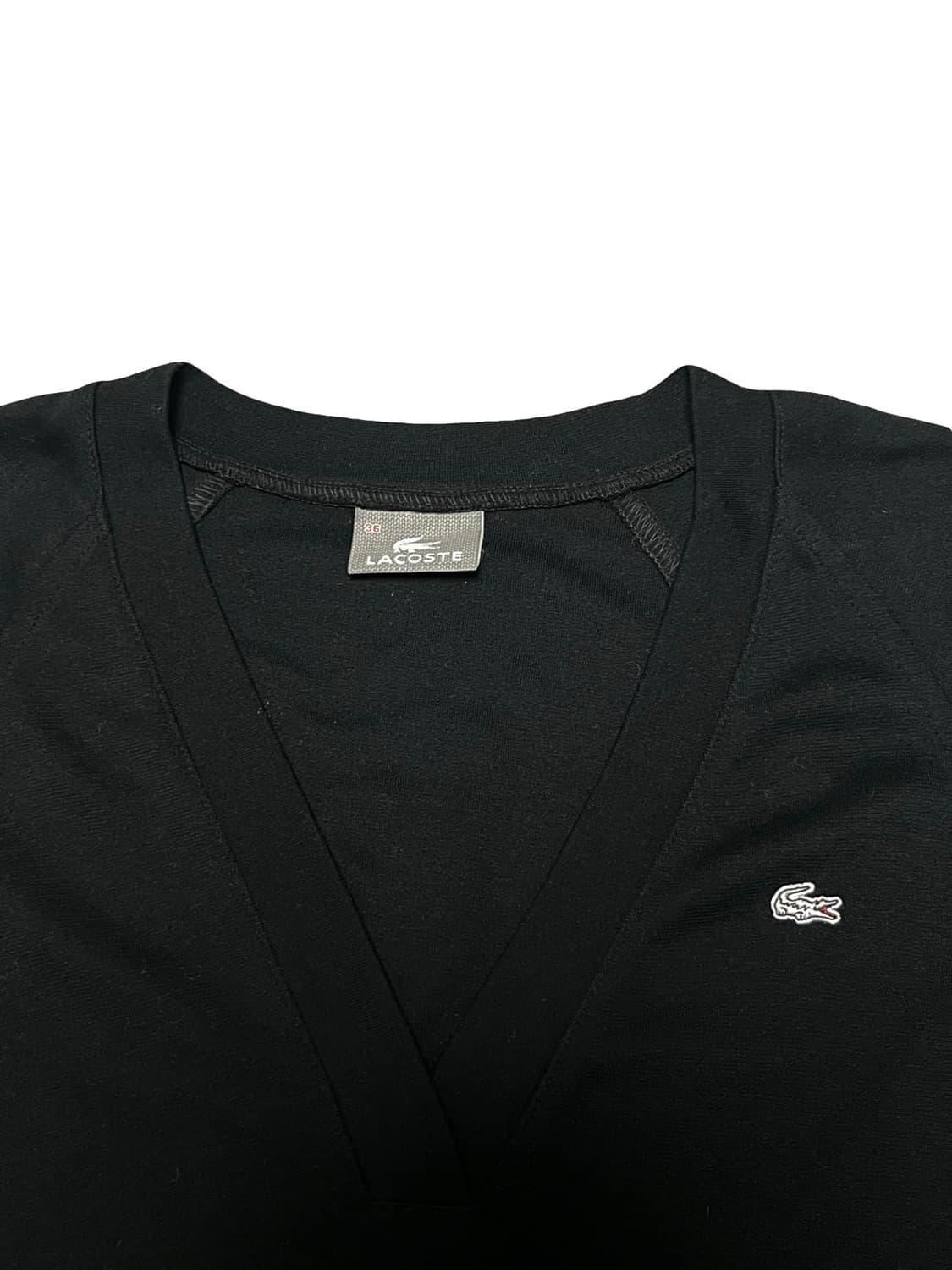 라코스테 블랙 브이넥 긴팔 티셔츠 상품이미지3