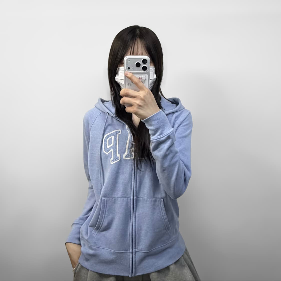 갭 Gap 스펠 로고 후드집업 소라 상품이미지1