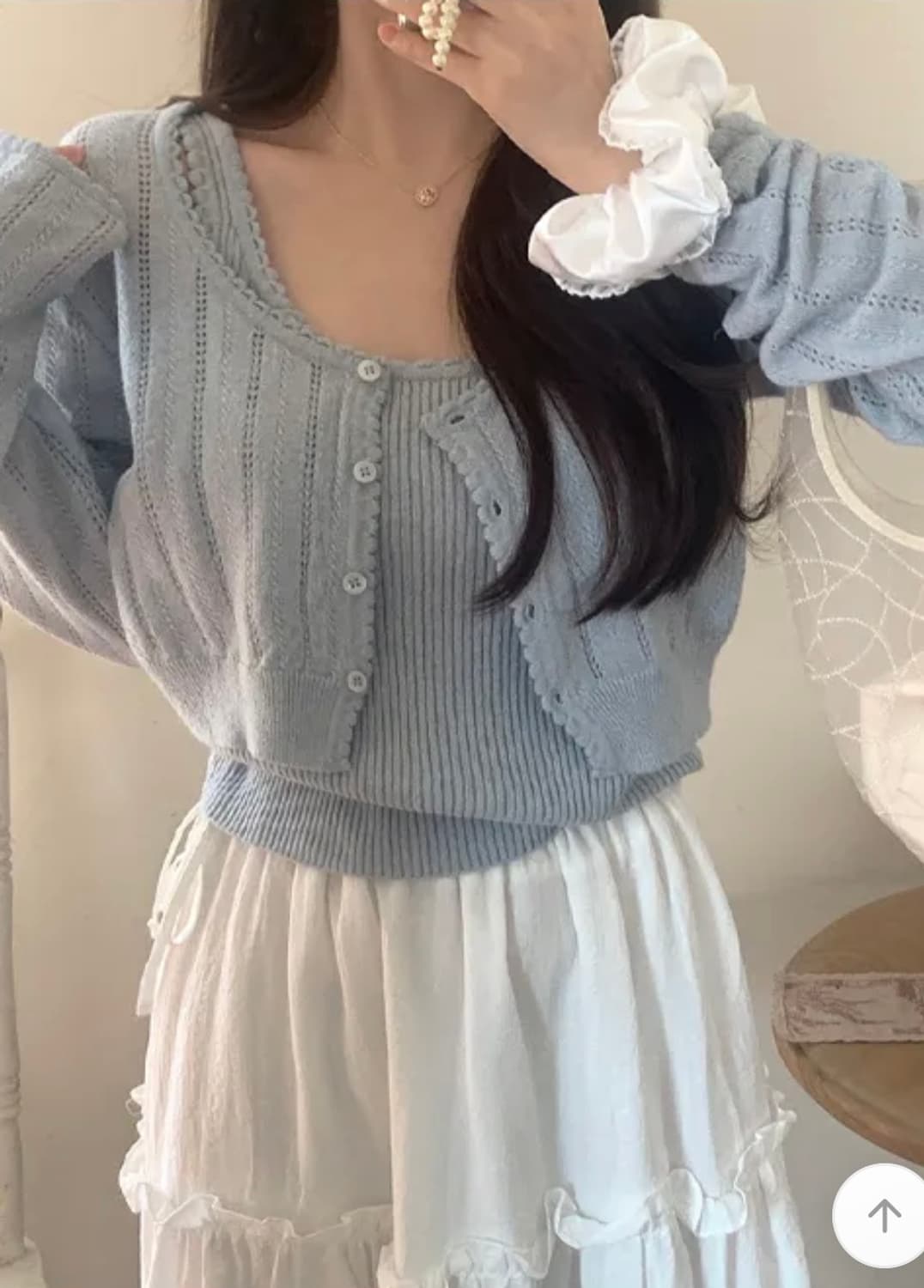 (새상품)소녀레시피 멜로 펀칭 나시가디건 세트 상품이미지3