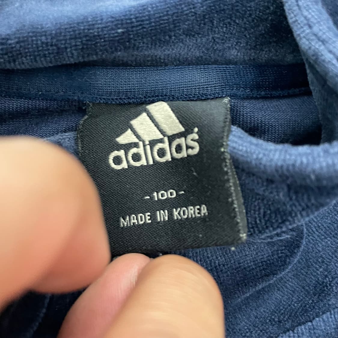 아디다스 네이비 삼선 벨벳 벨루어 트랙탑 져지자켓   상품이미지4