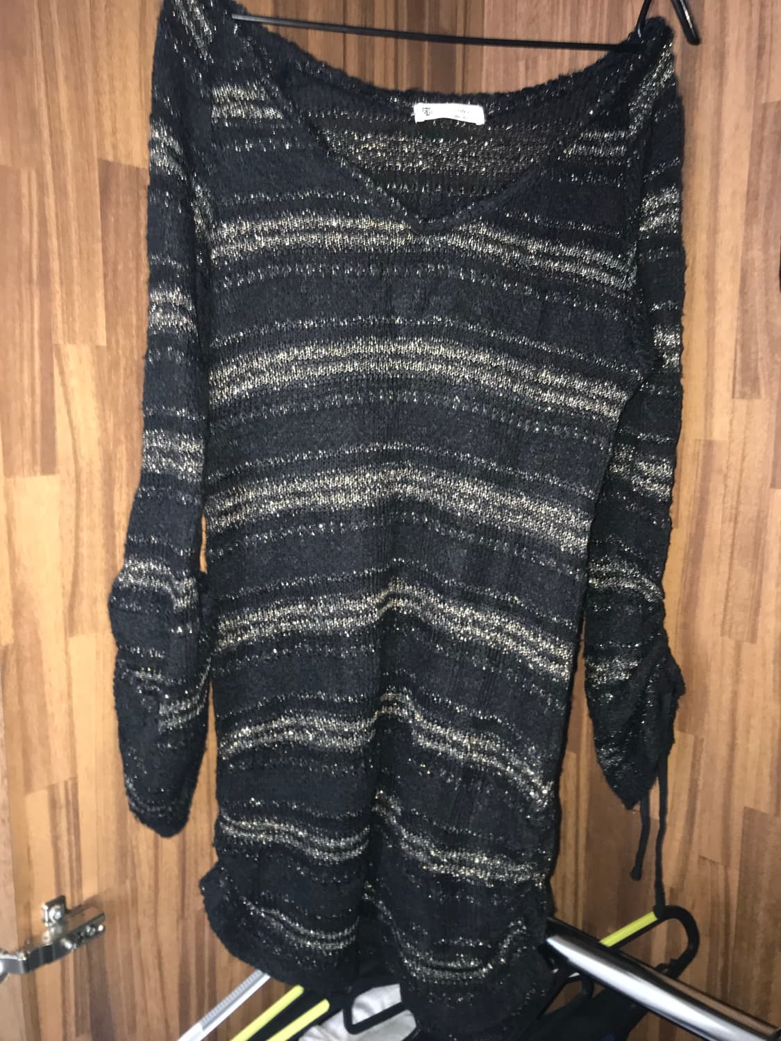 일본 빈티지 블랙 스트라이프 셔링 롱 니트 상품이미지2