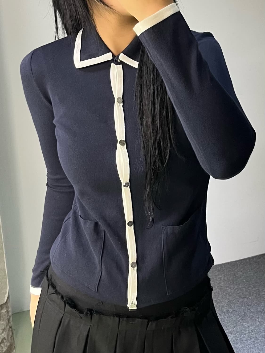 꾸레쥬 카라 가디건 상품이미지2