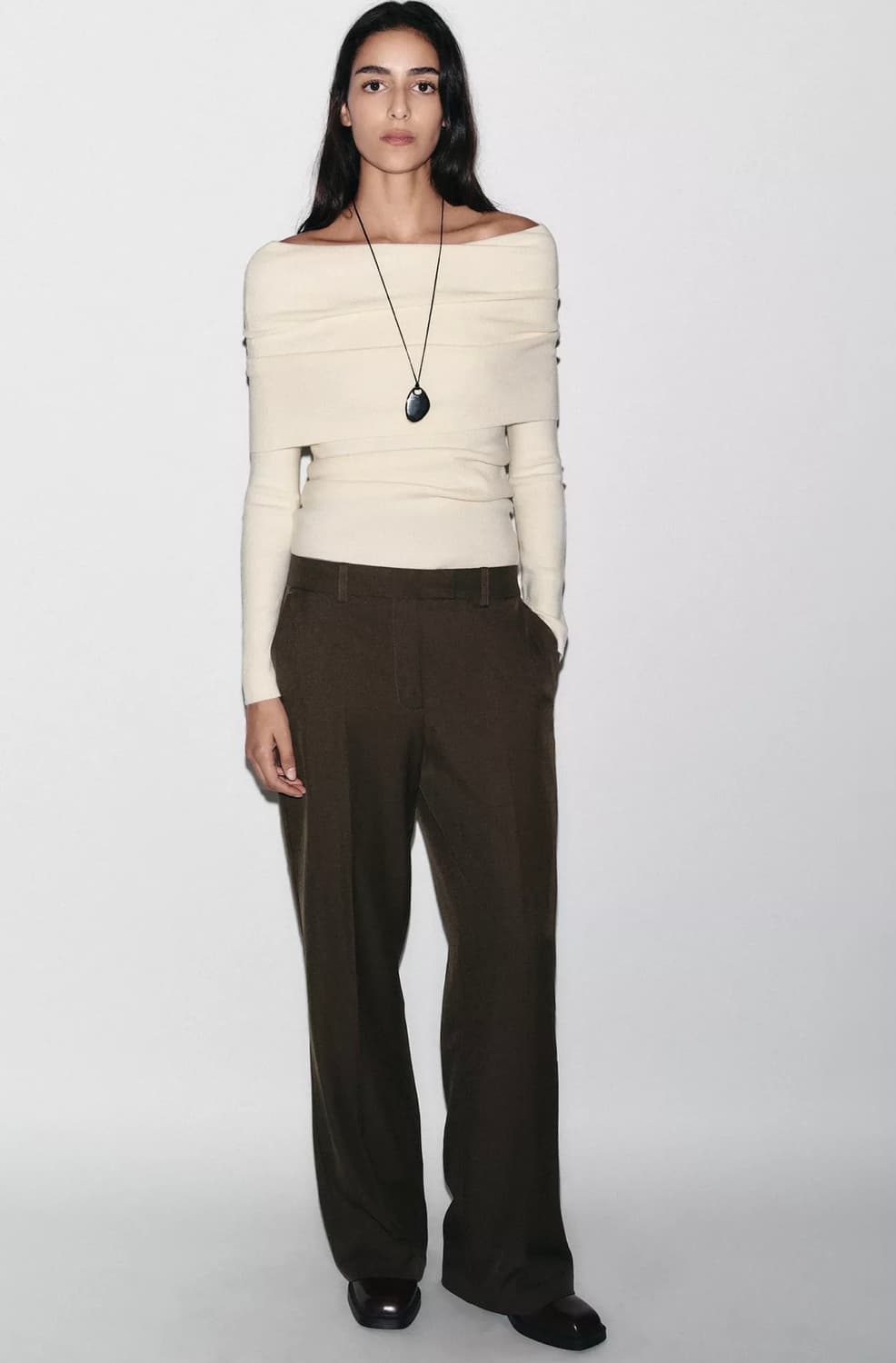 ZARA 자라 셔링 홀터 니트 탑, 자라 오프숄더 니트 탑 상품이미지2