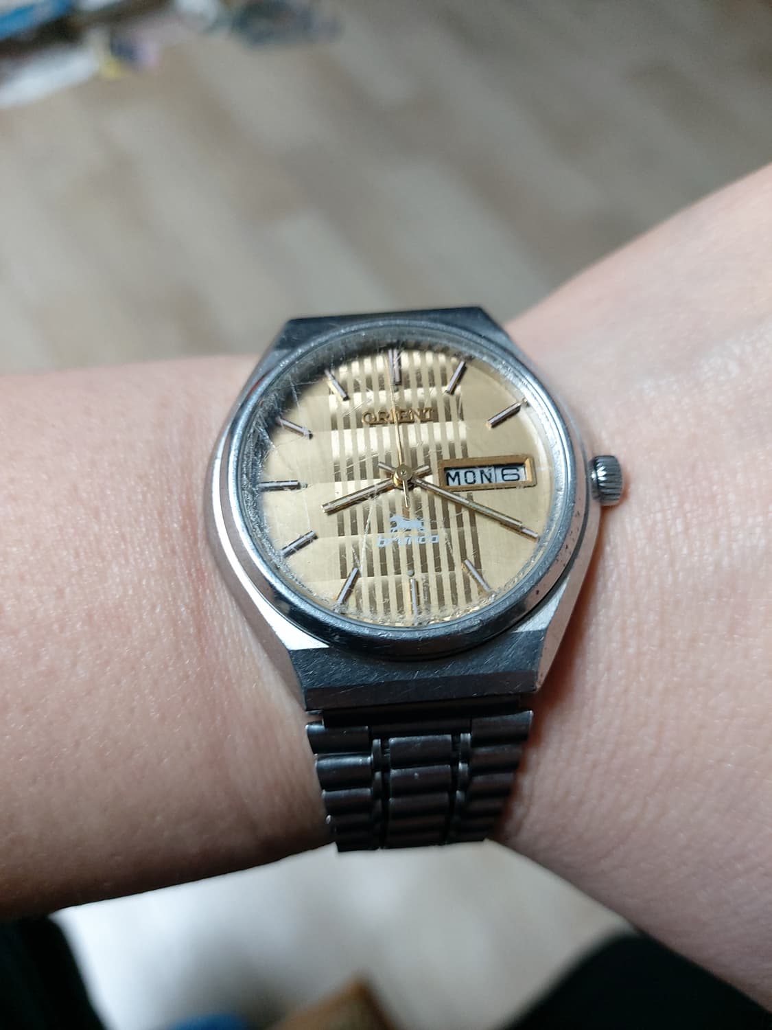 오리엔트 빈티지 금장 다이얼 데이데이트  상품이미지4