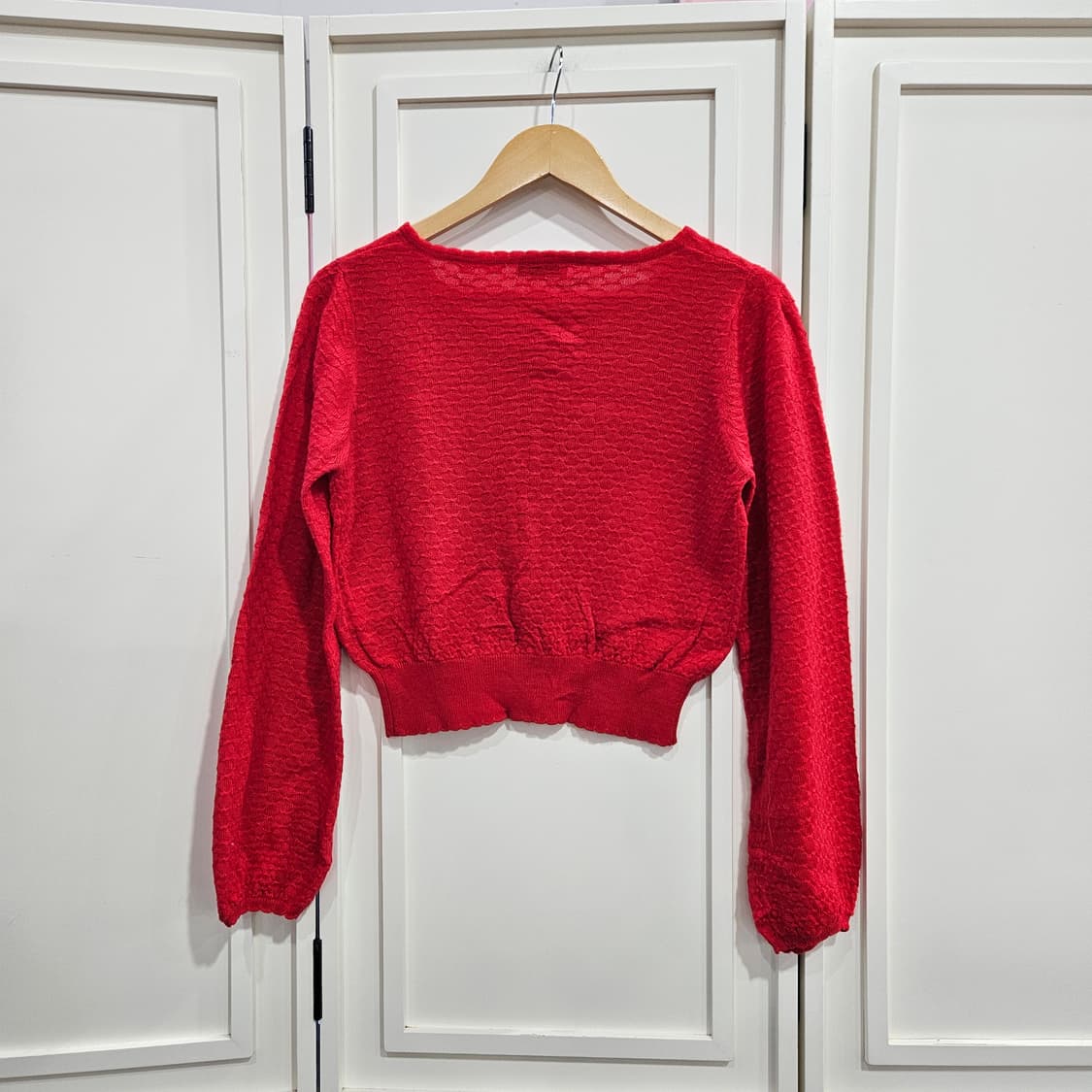 earth music&ecology 레드 크롭 가디건 상품이미지5