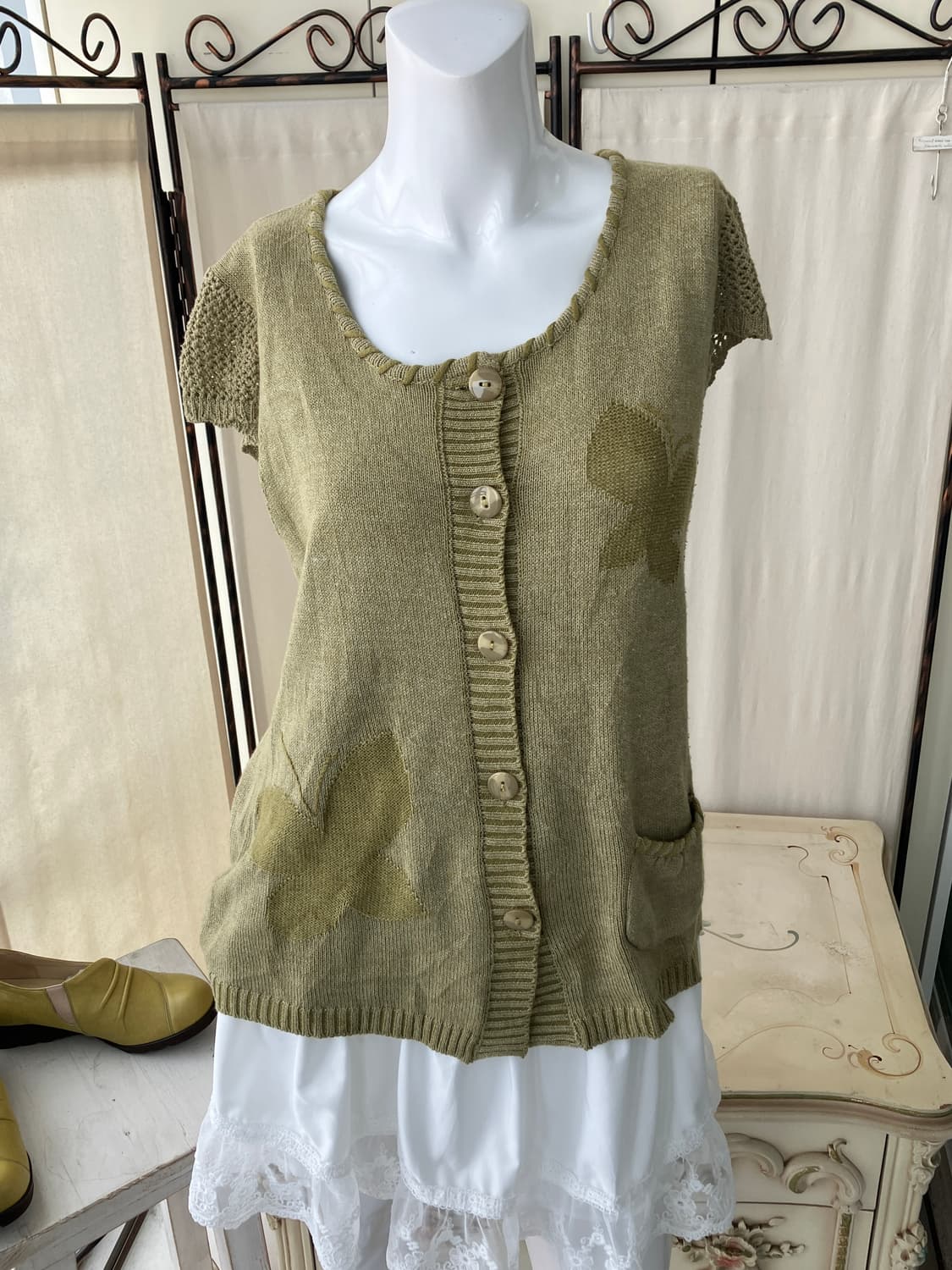 jpn vintage khaki knit blouse 상품이미지3
