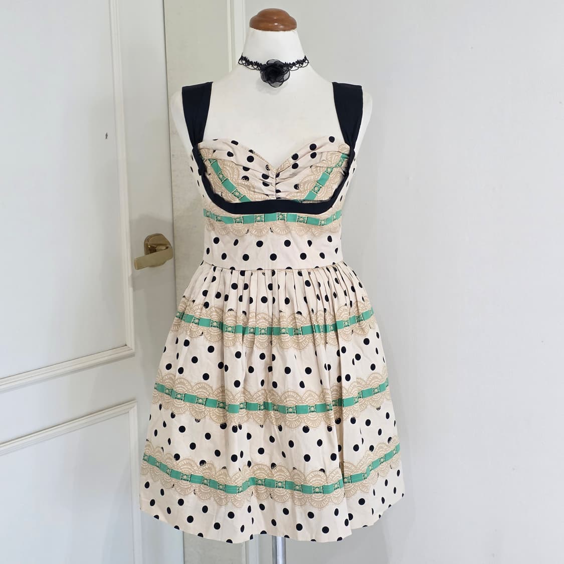 뱃시존슨)빈티지 도트 로리타 오네갸루 로맨틱 캉캉 원피스 상품이미지3