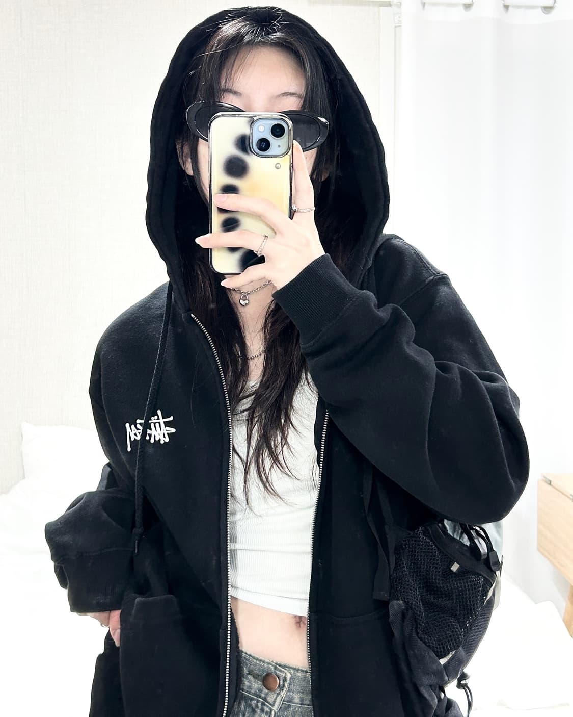 스투시 빅로고 블랙 후드집업 상품이미지1