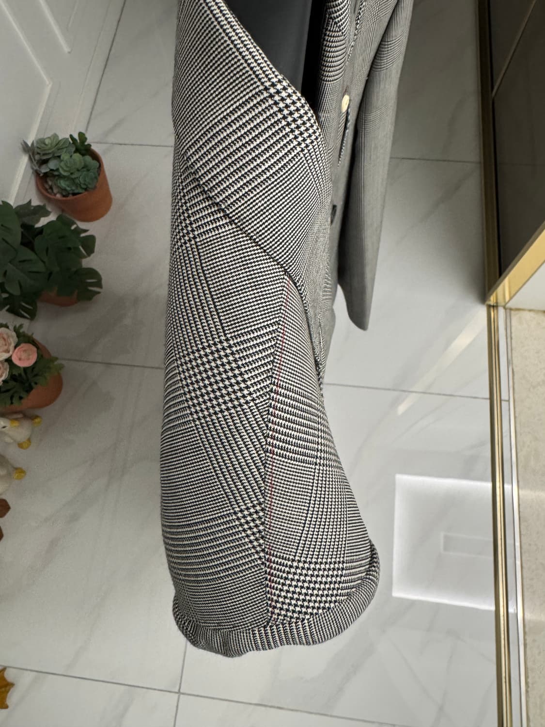 [105] 지이크x반하트 글렌체크 그레이 더블 자켓(PYJAI2504) 상품이미지6