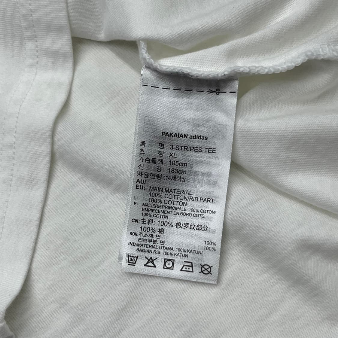 아디다스 블랙라인 화이트 반팔 XL 상품이미지6