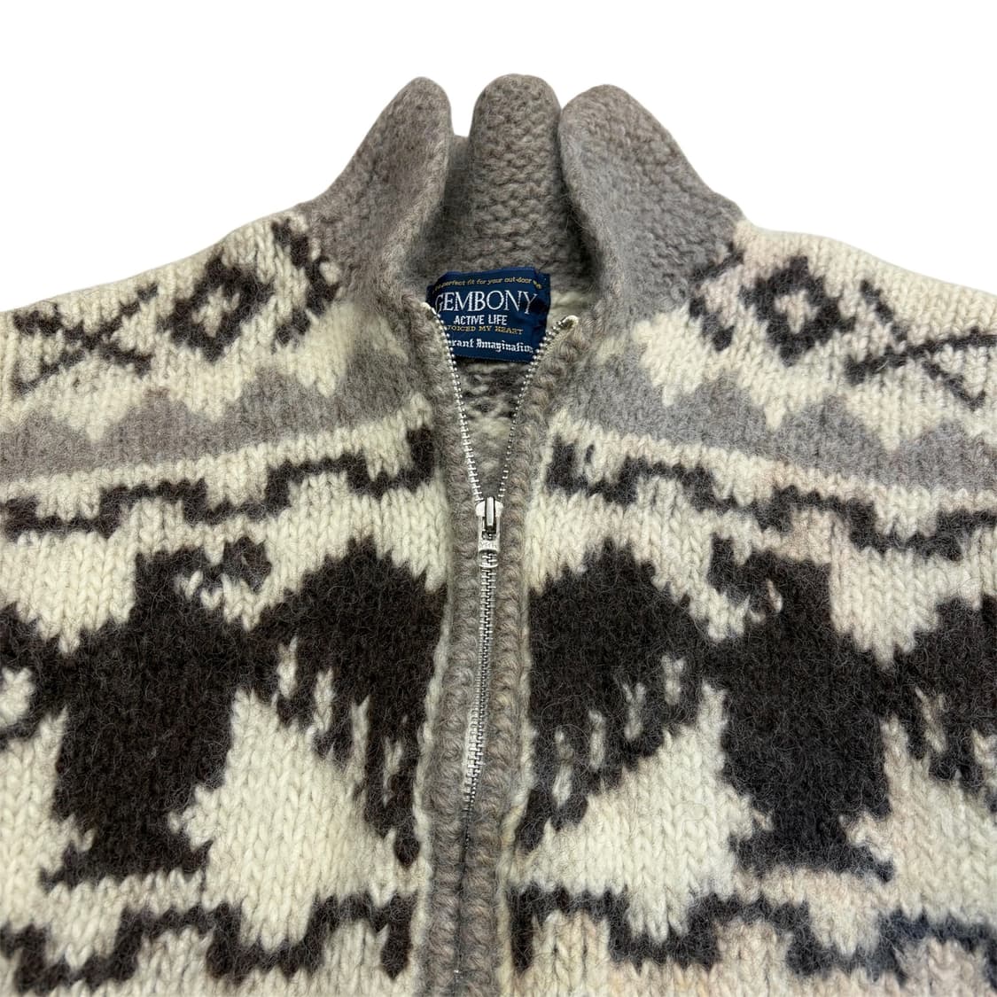 GEMBONY 젬보니 90s 여성 빈티지 코위찬 숄카라 니트집업 상품이미지3