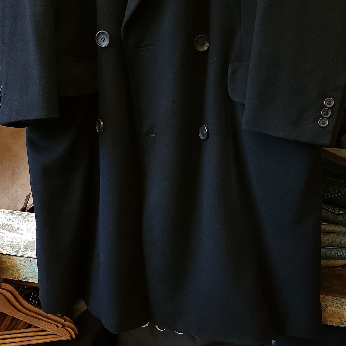 90s 조르지오 아르마니 코트 캐시미어 100% 더블 코트 블랙 52 상품이미지5