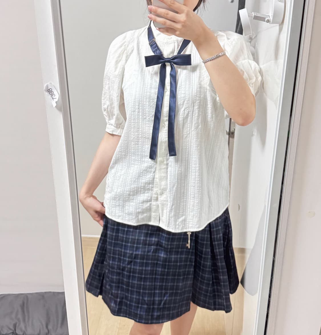 반팔 니혼진 프레피 블라우스 상품이미지1