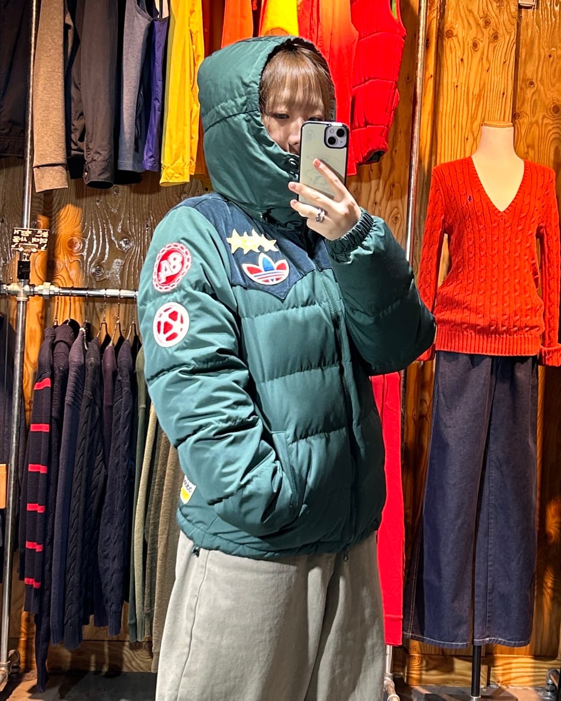 M 아디다스 파이어버드 패치 디테일 딥그린 패딩 상품이미지2