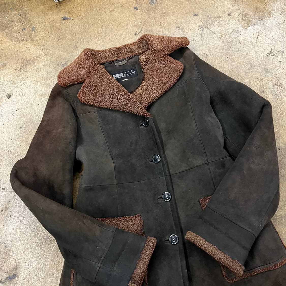 [정품] 빈티지 스웨이드 양가죽 무스탕 코트 b19 상품이미지1
