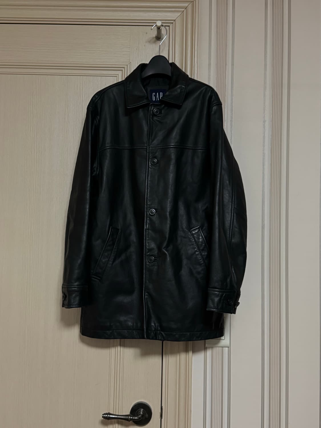 XS 올드갭 레더 카코트 블랙  상품이미지1