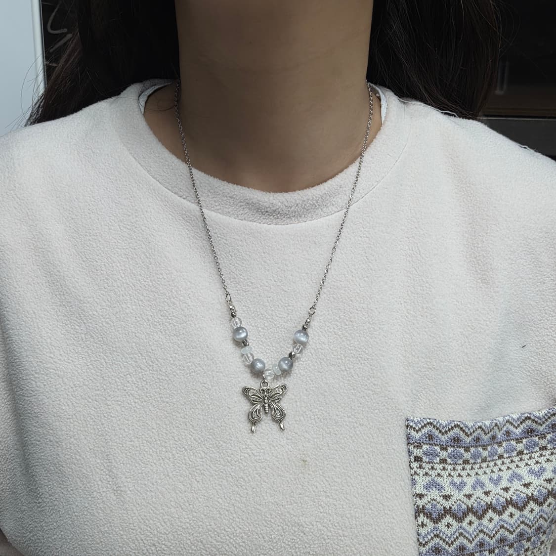 나비 비즈 체인목걸이 상품이미지2