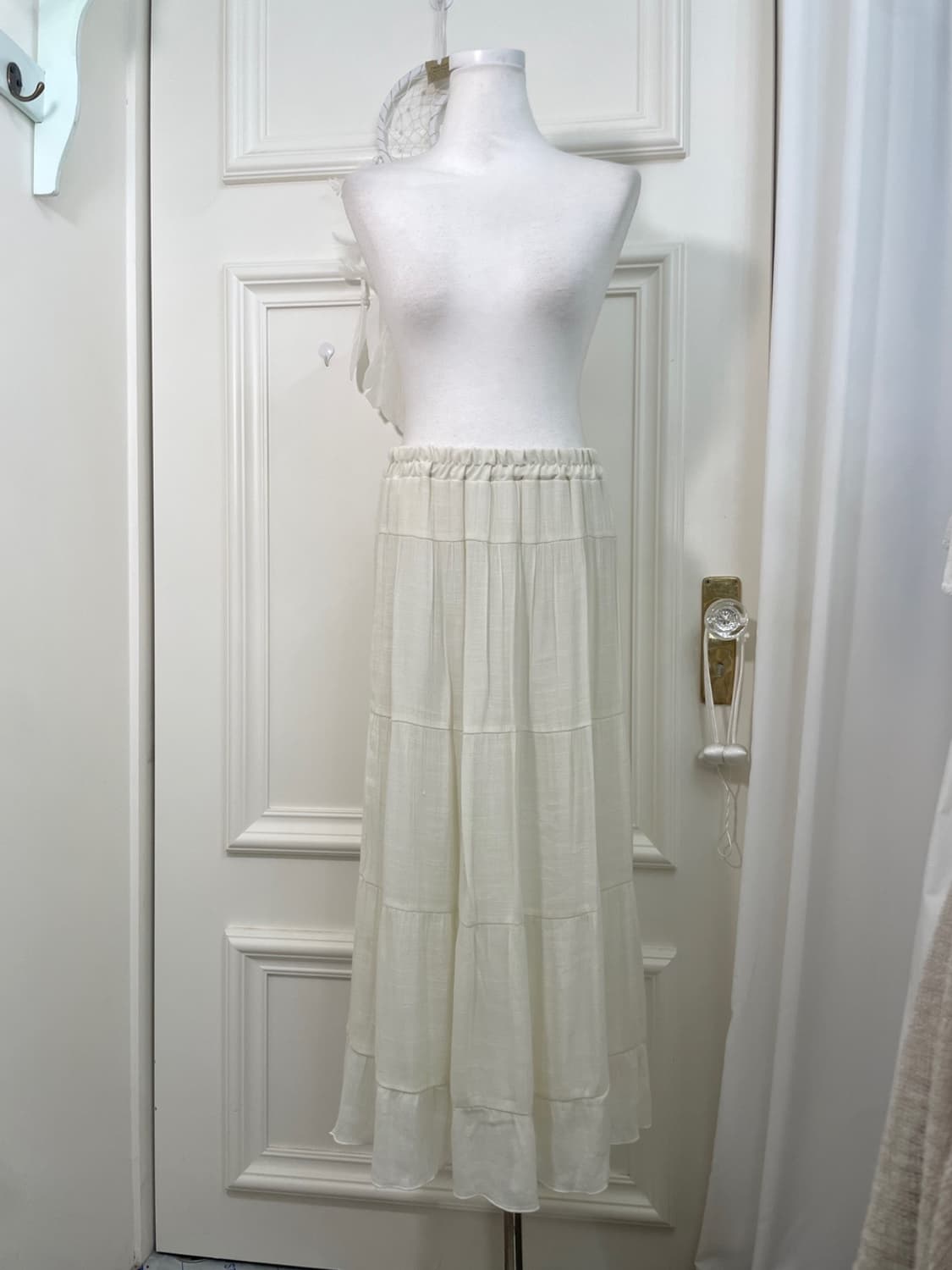 ivory tired spring long banding skirt 상품이미지1