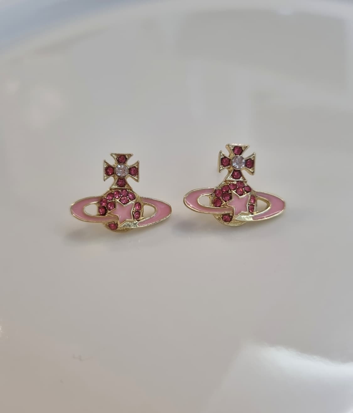 비비안웨스트우드 업사이클링 핑크스타 귀걸이 상품이미지1