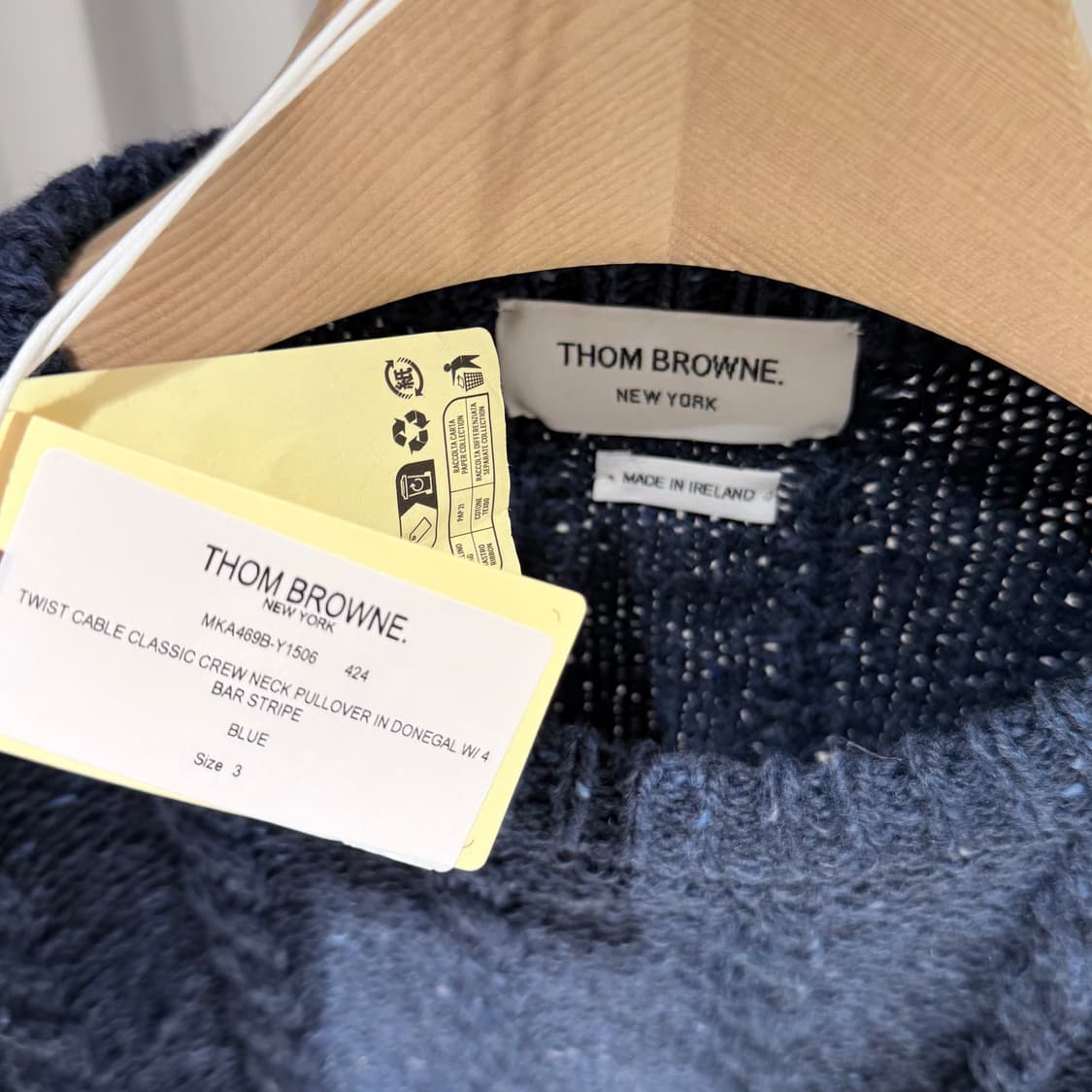 (A+/3) / 톰브라운 사선완장 도네갈 트위스트 케이블 니트 스웨터 상품이미지5