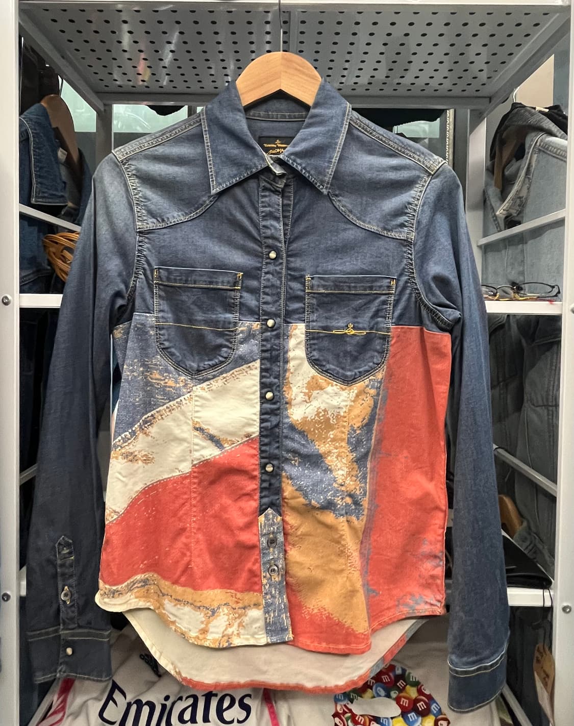 10s 비비안웨스트우드 데님 셔츠 컬러 블록 상품이미지1