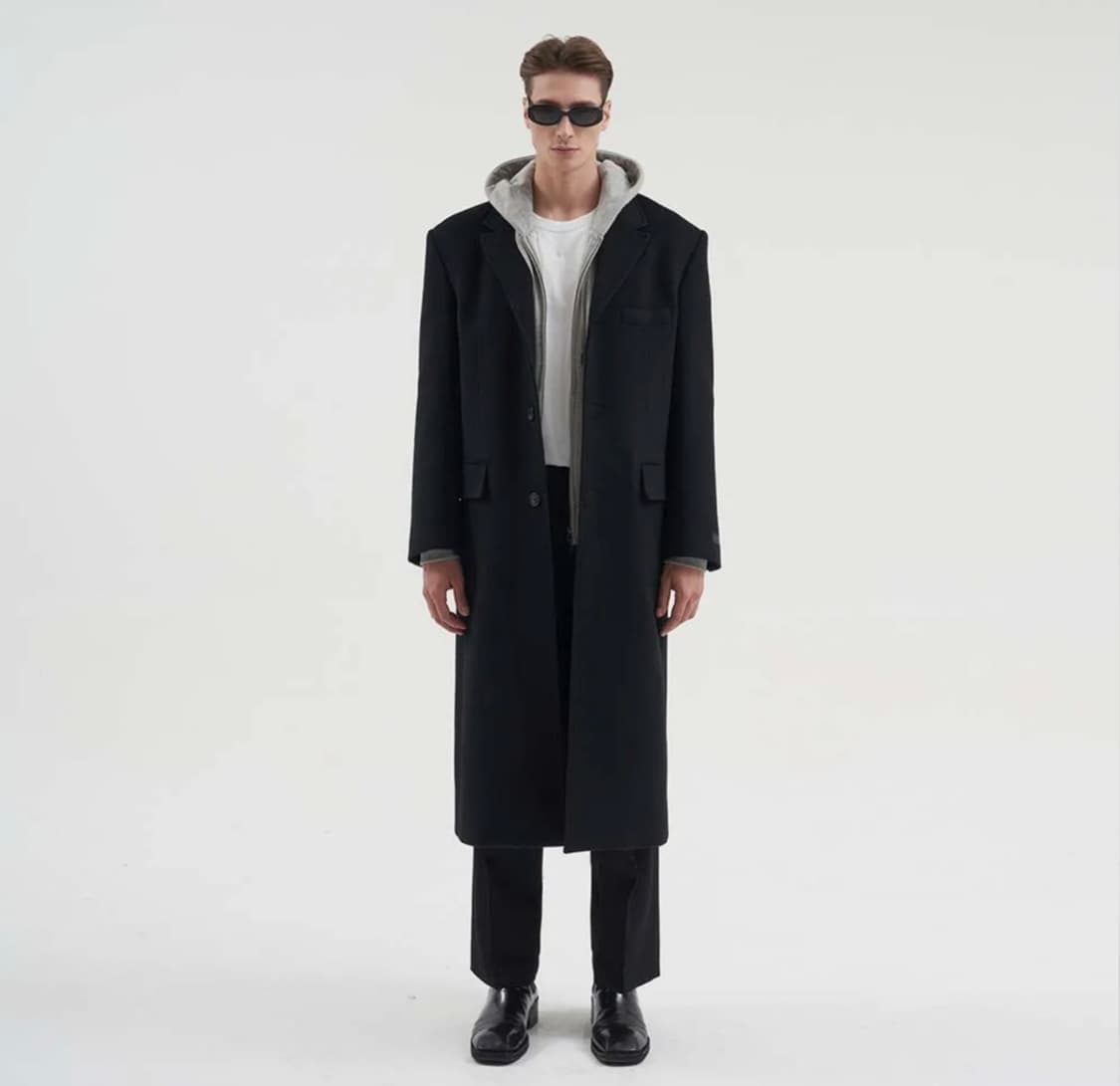 (최영) 오버사이즈 체스터 필드 코트 블랙 상품이미지2