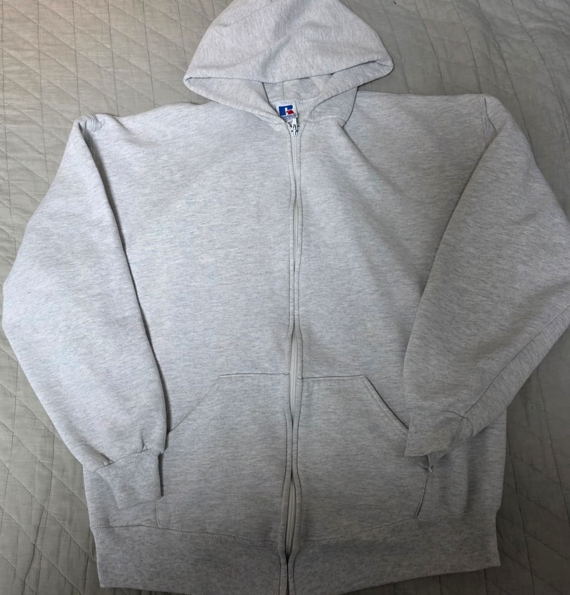 [XL] 90s USA 빈티지 러셀 애슬레틱 후드집업 라이트 그레이 상품이미지1