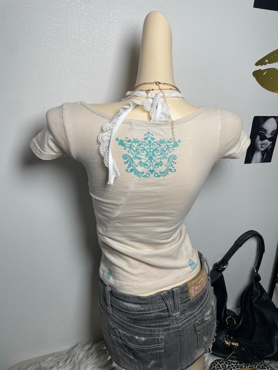 핑크 아이보리 민트 레터링 반팔티 탑 상품이미지3