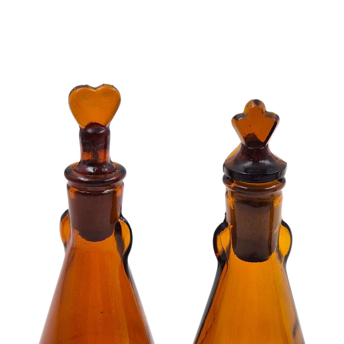 80s 핸드블로운 엠버 보들 하트&클로버 1p 상품이미지2