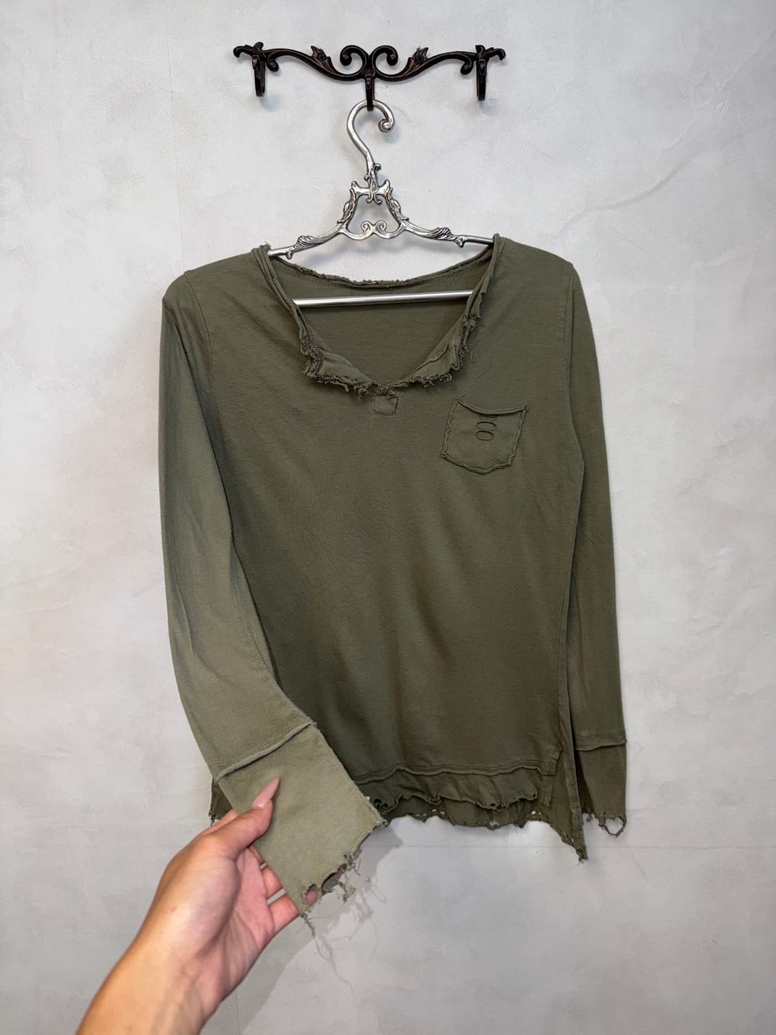Ash khaki grunge damage long sleeve 상품이미지4