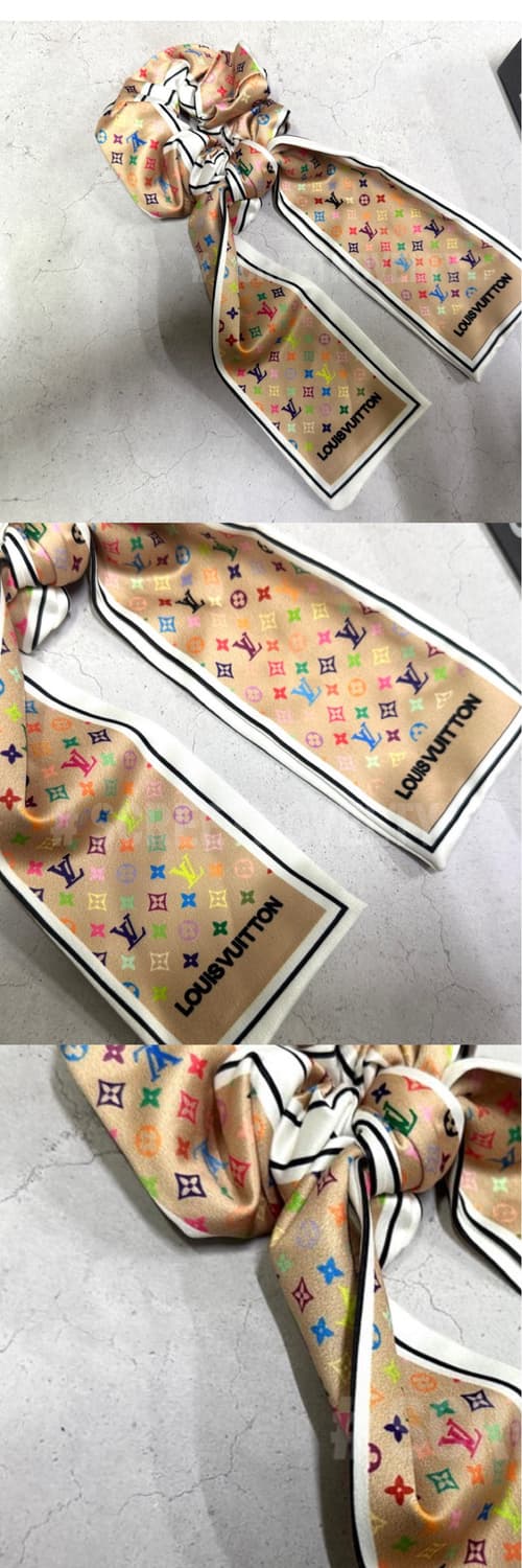 루이비통 진베이지&멀티컬러 리본 헤어슈슈 상품이미지7
