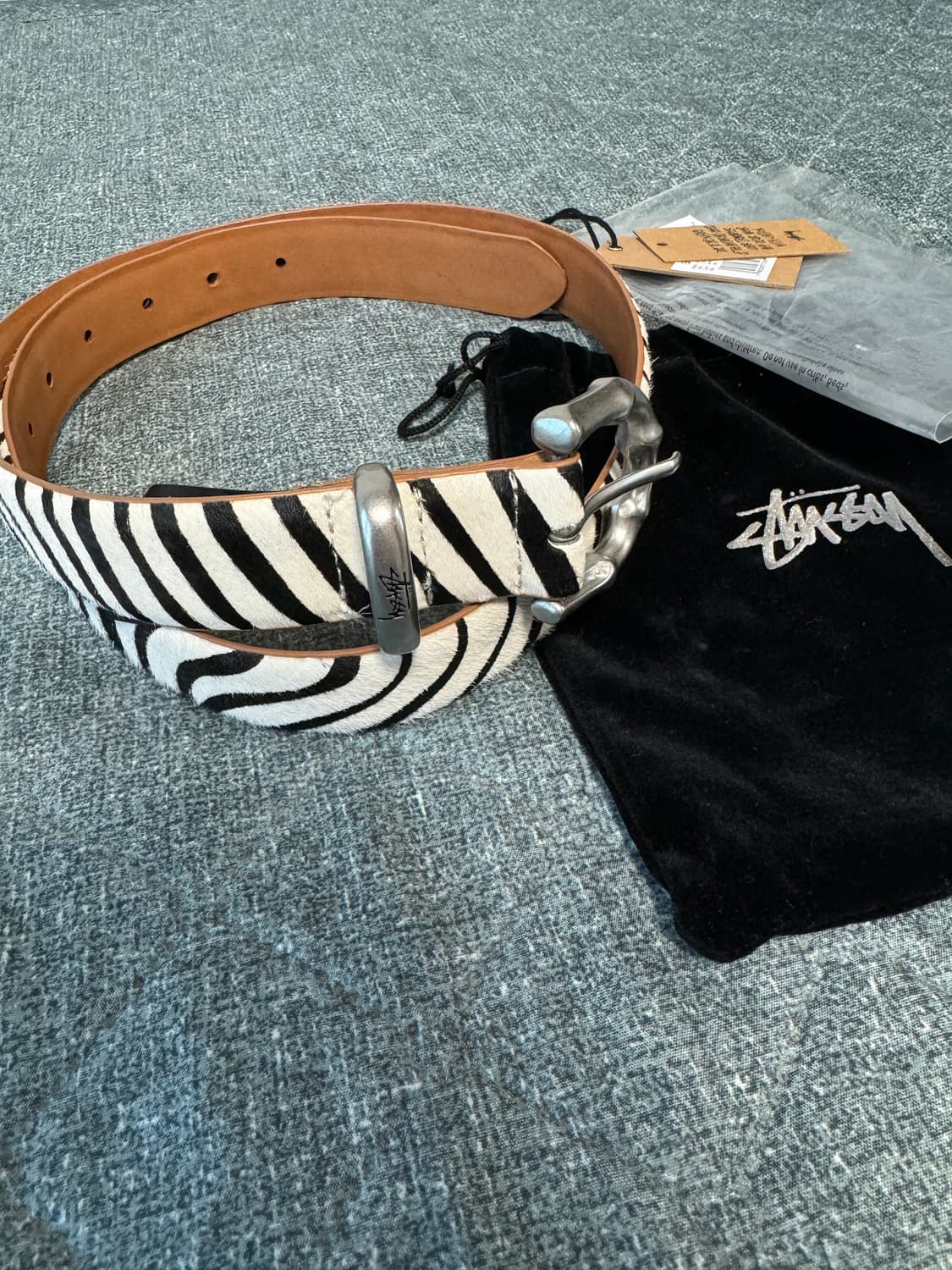 (S/M)스투시 밤부 버클 지브라 벨트 상품이미지1