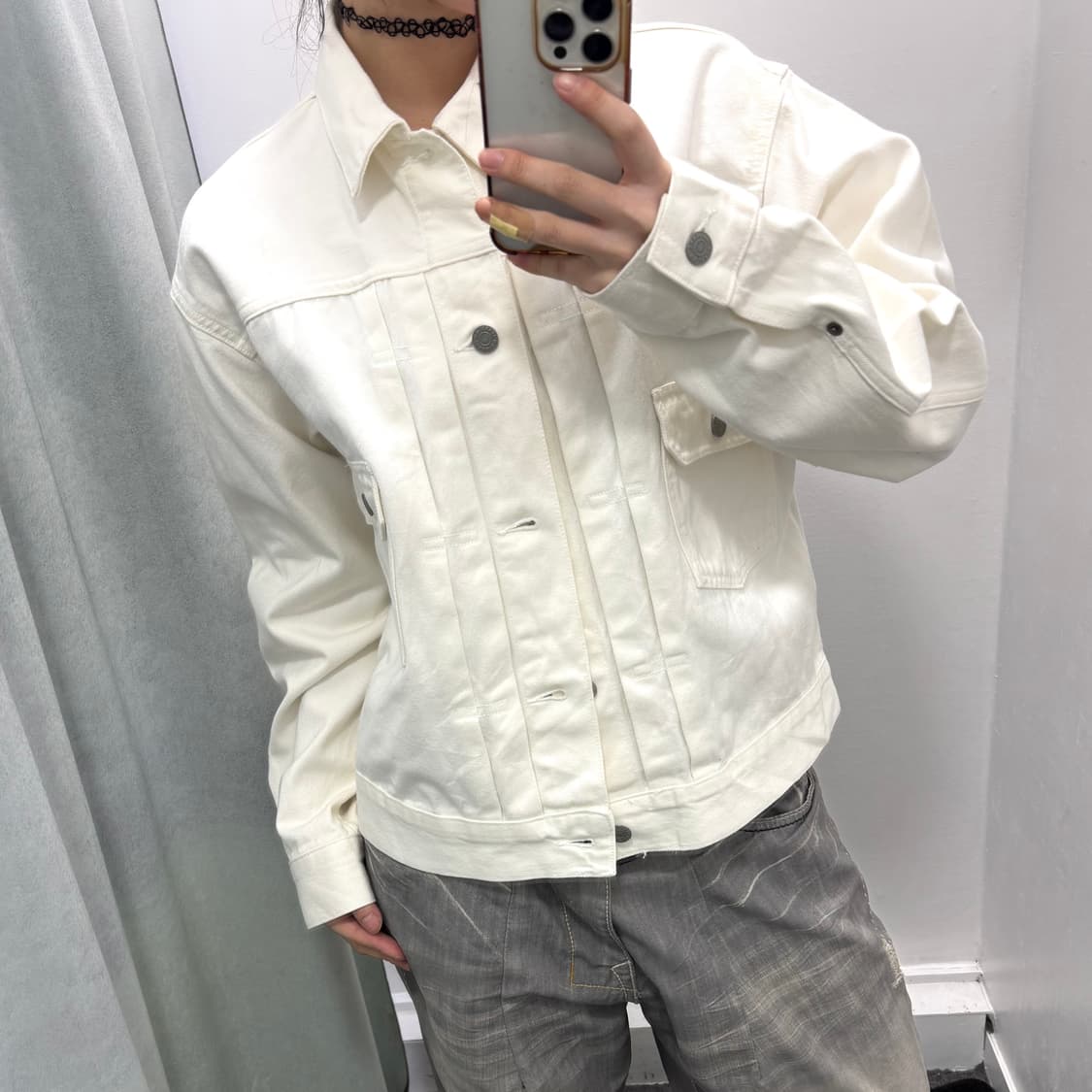 Gu 화이트 데님 트러커 자켓 상품이미지1
