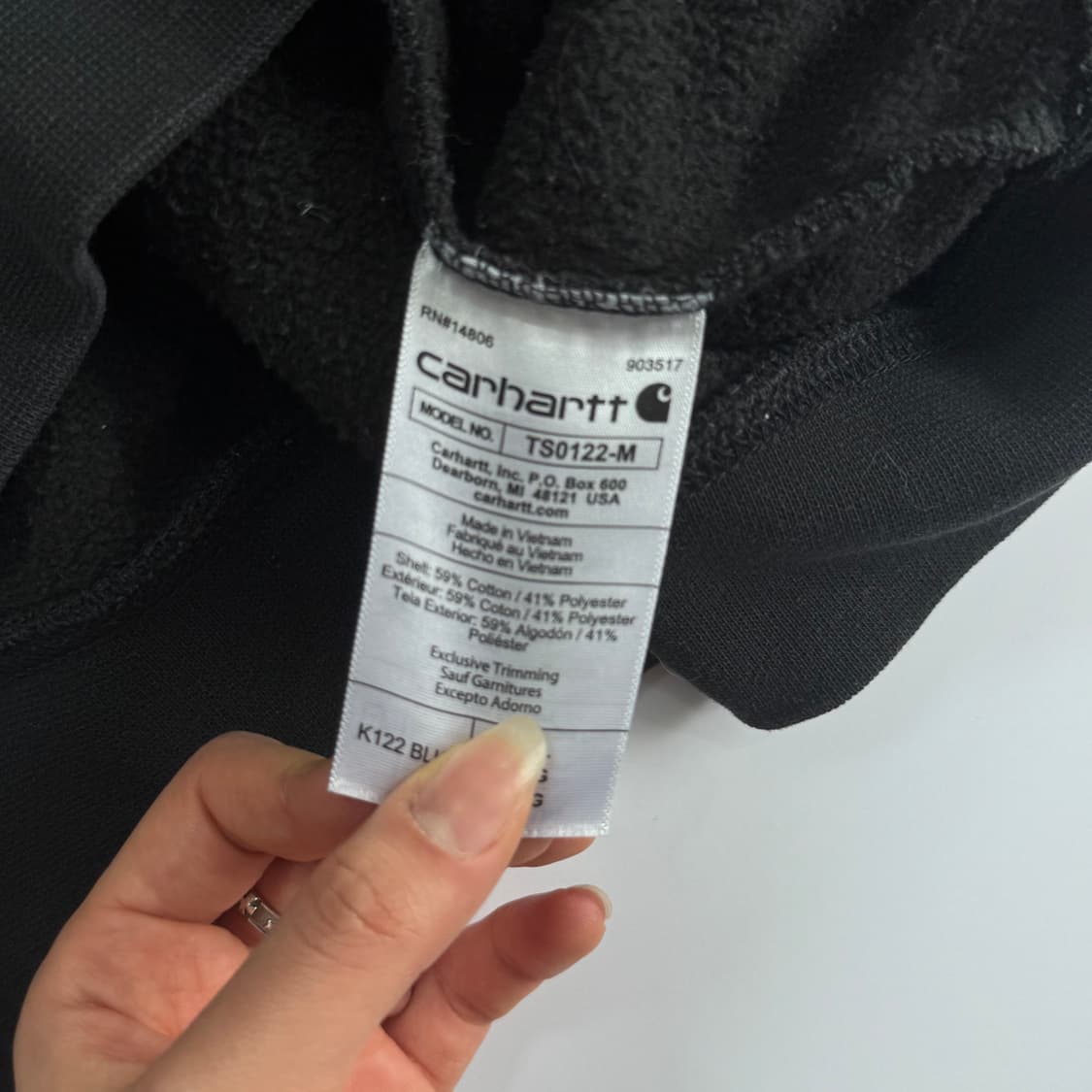 Carhartt 칼하트 루즈핏 블랙 후드집업 상품이미지6