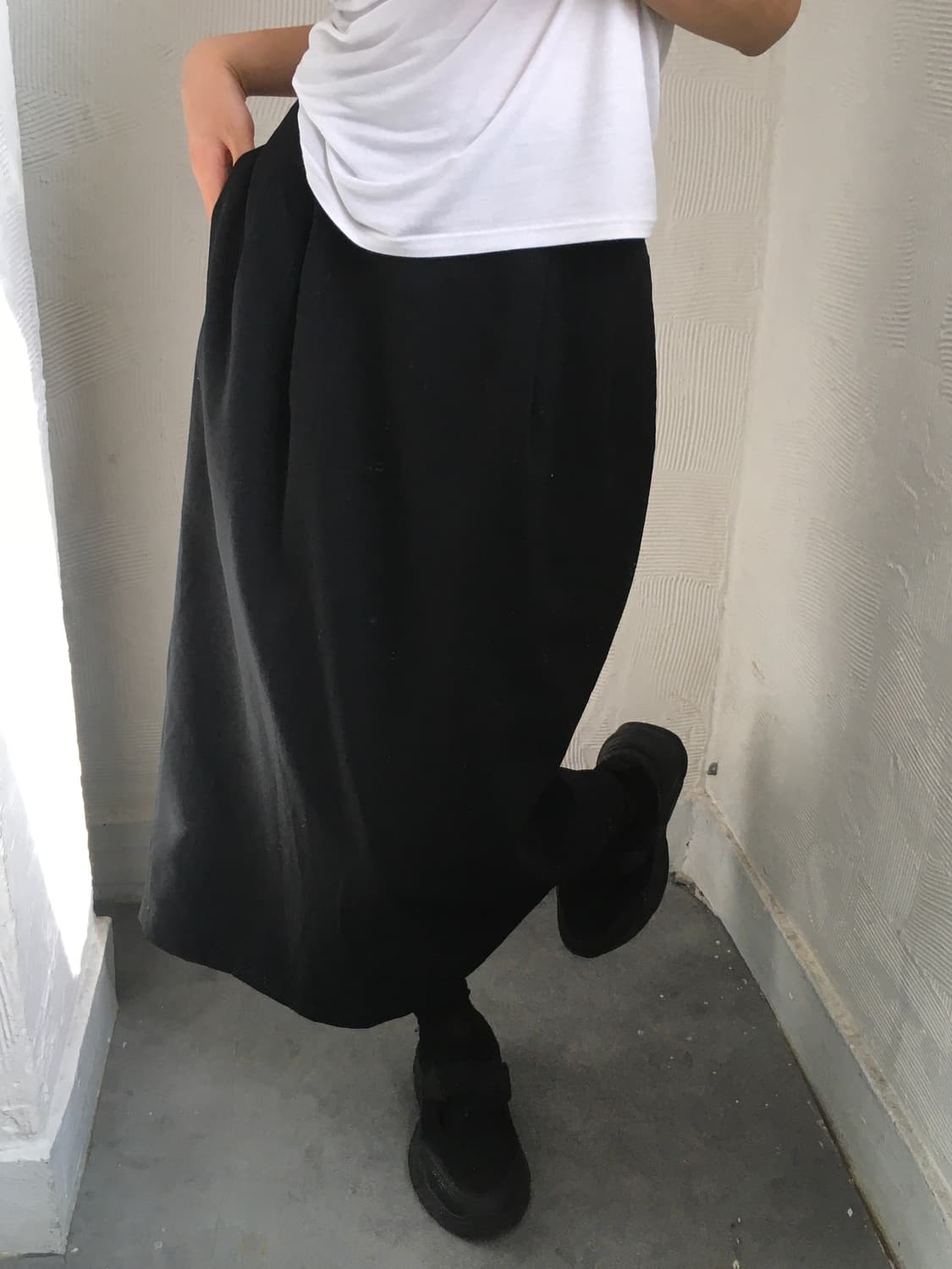 꼼데가르송 트리콧 1993‘s 블랙 슬릭 롱 스커트 상품이미지10