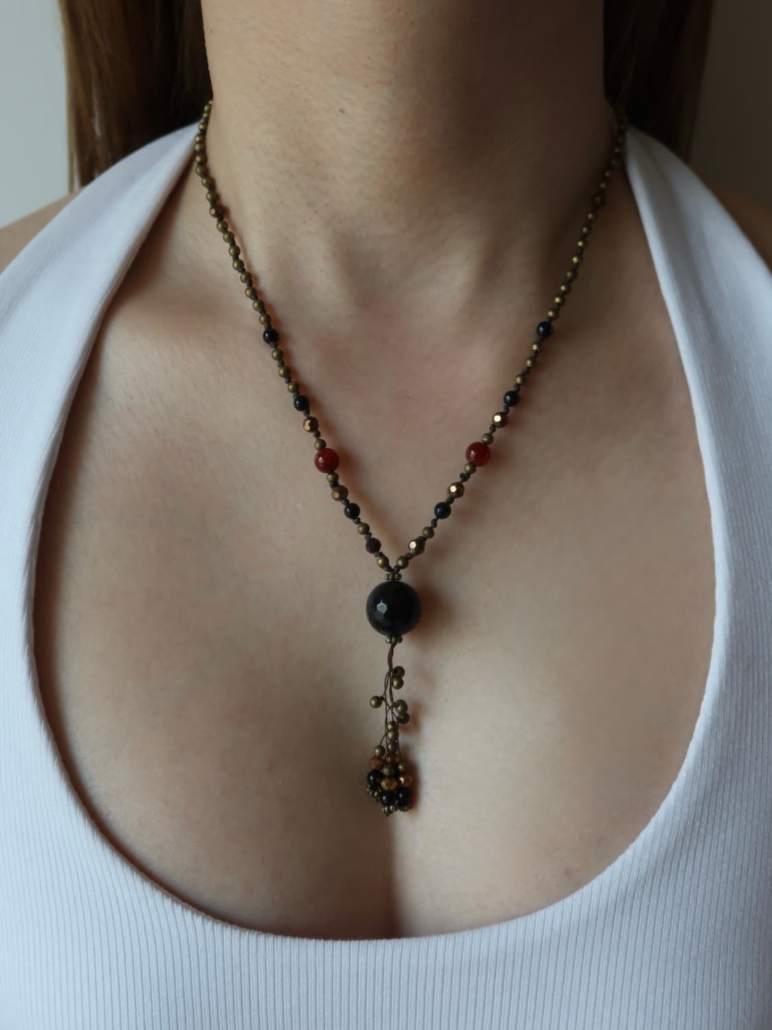 black bead tessle necklace 상품이미지1