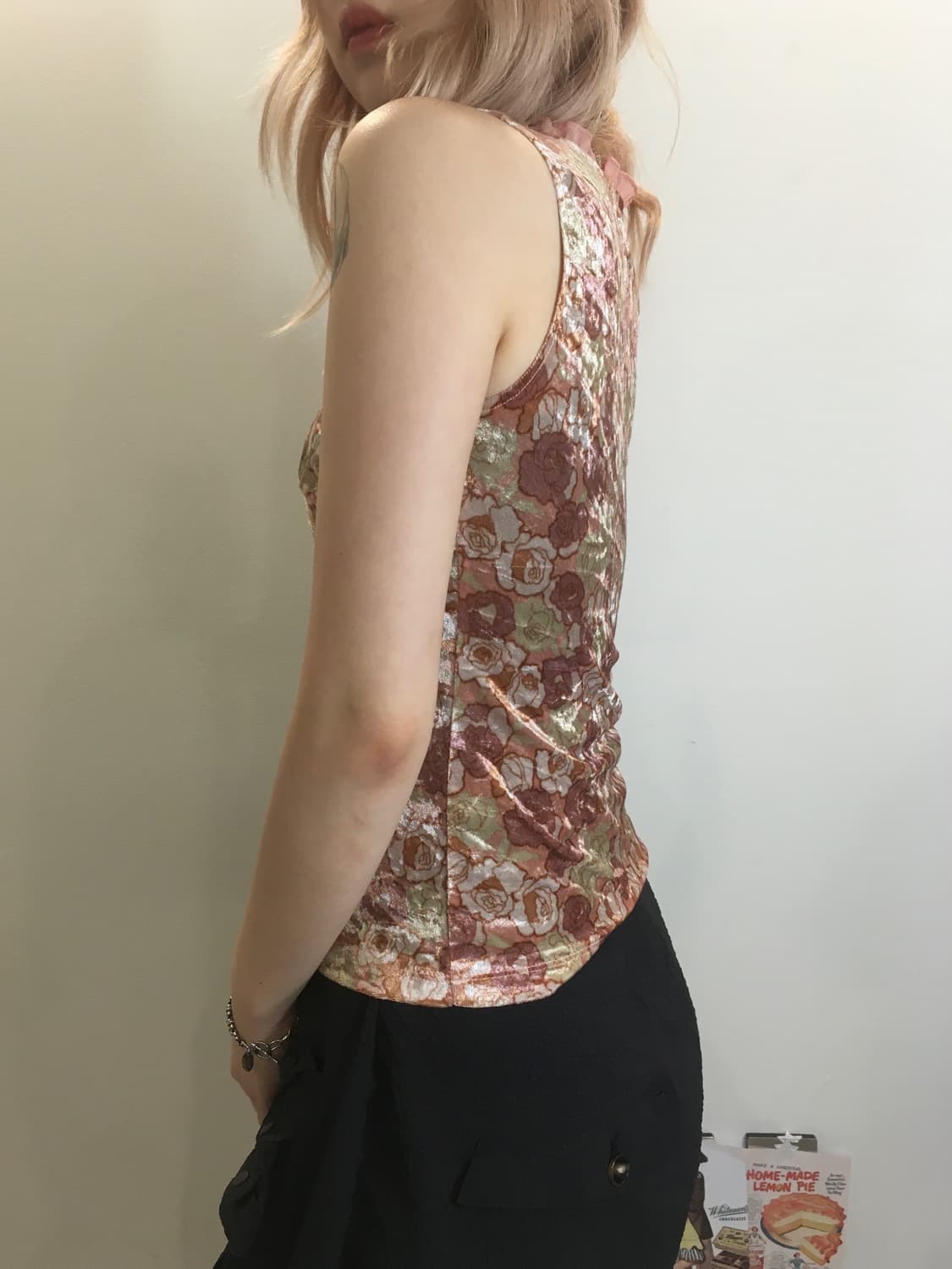 jpn vintage rose lace velour sleeveless 상품이미지2