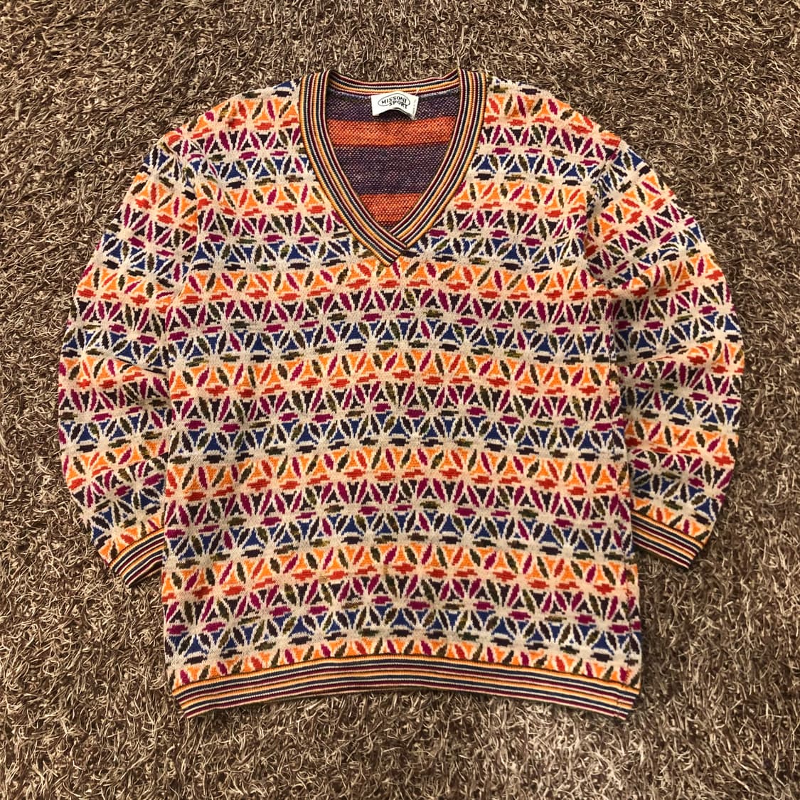 미쏘니 울 멀티컬러 패턴 니트 상품이미지1