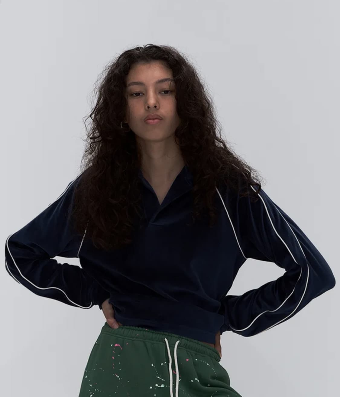 새상품 에르에르 Velour Piped Collar Tee 상품이미지2