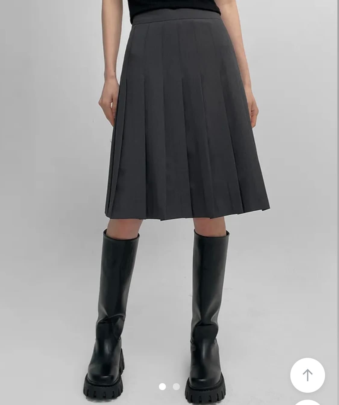 블랙업 Blackup 로리즈 플리츠 미디스커트 S 차콜 상품이미지1