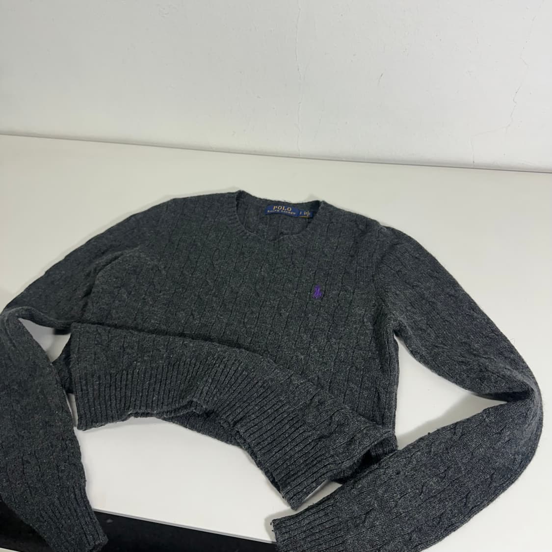 우먼S-M 폴로랄프로렌 챠콜 기본로고 꽈베기울니트 상품이미지1