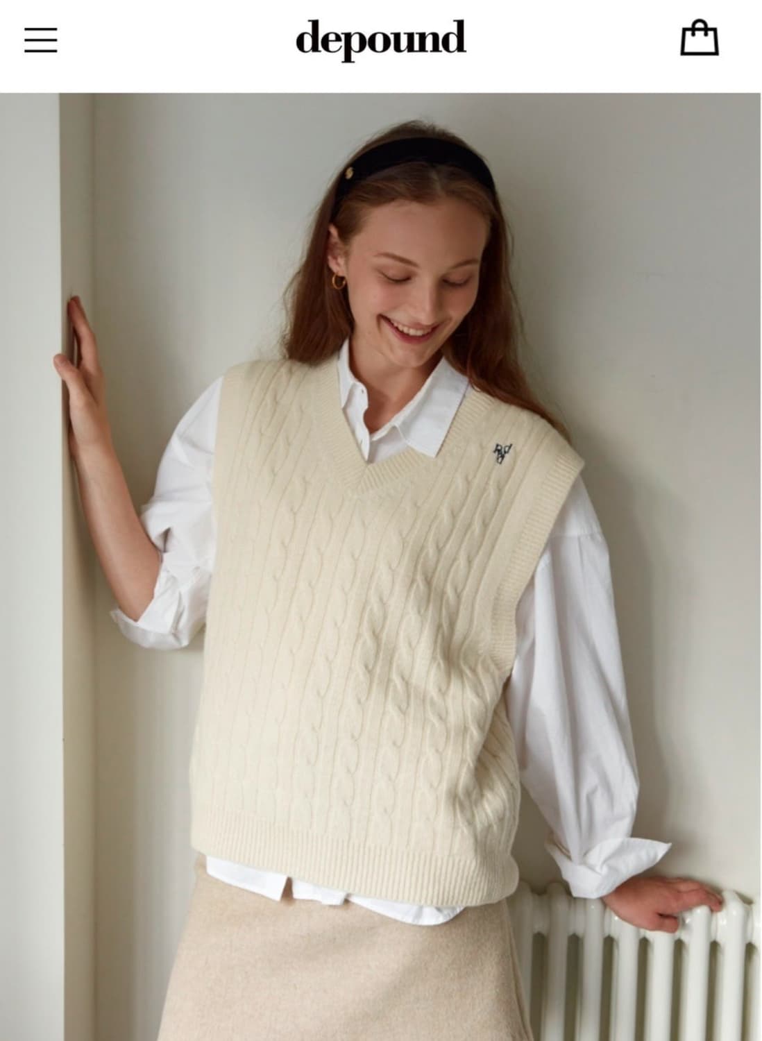 드파운드 로고 자수 케이블 니트베스트 상품이미지2