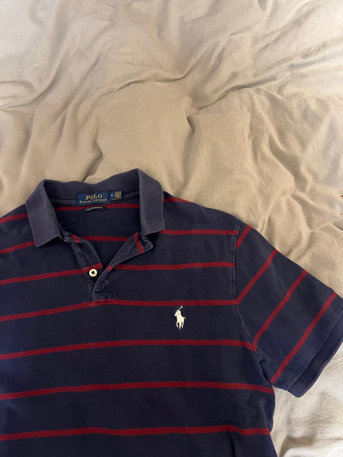 폴로 랄프로렌 줄무늬 반팔 카라티 M 상품이미지3