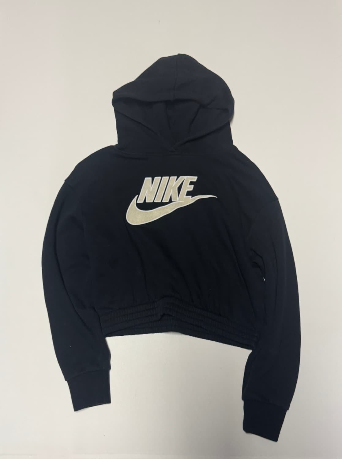 여성 나이키 빅 로고 크롭 기모 후드티 S 블랙 상품이미지1